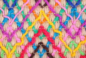 Fototapeta na wymiar Colorful knitwear with multi color of the rope as a background.