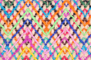 Fototapeta na wymiar Colorful knitwear with multi color of the rope as a background.