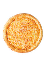Big pizza with sauce and cheese. Transparent.