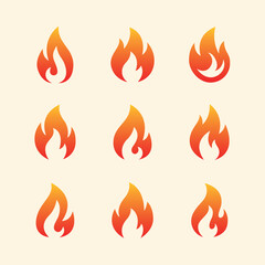 Fire flame icons set. Modern vector icon design.