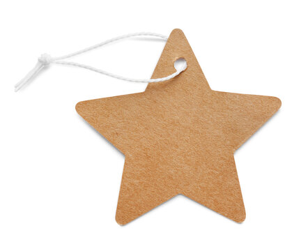 Star Shaped Tag With Space For Text Isolated On White, Top View