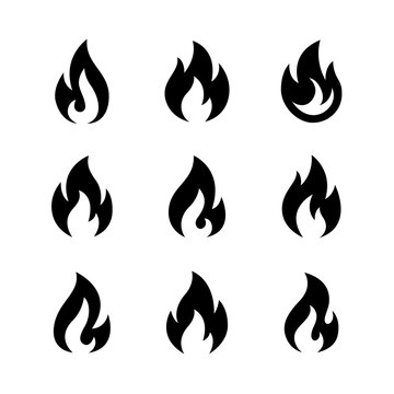 Fire flame icons set. Modern vector icon design.