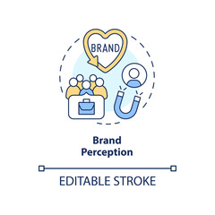 Brand perception concept icon. Talent magnet. Healthy company reputation abstract idea thin line illustration. Isolated outline drawing. Editable stroke. Arial, Myriad Pro-Bold fonts used