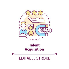 Talent acquisition concept icon. Company reputation. HR system. Employer branding abstract idea thin line illustration. Isolated outline drawing. Editable stroke. Arial, Myriad Pro-Bold fonts used