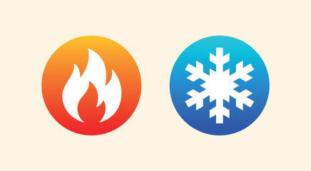Hot and cold. Fire and snowlake. Modern vector icon design.