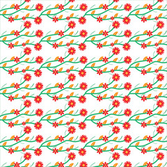 seamless pattern with red and yellow flowers