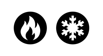 Hot and cold. Fire and snowlake. Modern vector icon design.