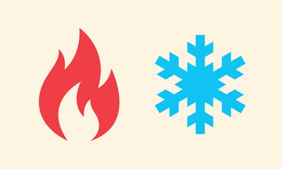 Hot and cold. Fire and snowlake. Modern vector icon design. - 532714983