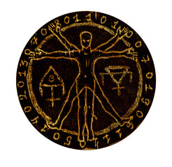 Mystic symbols with hand drawn magic and esoteric symbols