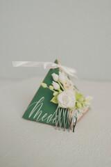 A box for you with a handmade flower hairpin