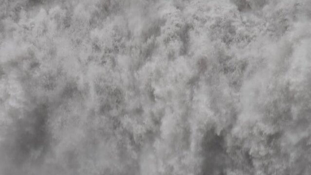 Detifoss waterfalls in Iceland with video close up and stable.