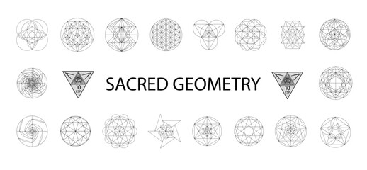 Set of sacred geometry. Vector Illustration isolated on white. Sacred geometry. Black lines on a white background.
