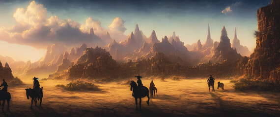 Fototapeta na wymiar Artistic concept painting of a beautiful western background, 3d illustration.
