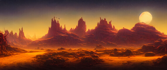 Artistic concept painting of a beautiful western background, 3d illustration.