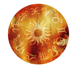 Mystic symbols with hand drawn magic and esoteric symbols