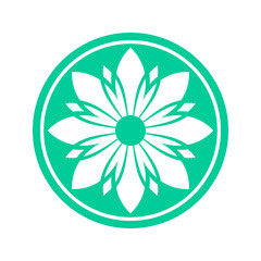 Abstract Circle Shape Flower Icon. Round Green Design Element.