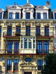Lille, September 2022: Magnificent facades of the buildings of Lille, the capital of Flanders	

