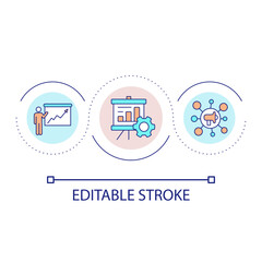 Fototapeta premium Data analysis presentation loop concept icon. Information visualization for seminar. Business abstract idea thin line illustration. Isolated outline drawing. Editable stroke. Arial font used