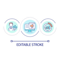 Effective online promotion loop concept icon. Business advertisement method. Marketing abstract idea thin line illustration. Isolated outline drawing. Editable stroke. Arial font used