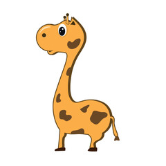 Cute cartoon trendy design little giraffe with closed eyes. African animal wildlife vector illustration icon. Vector illustration