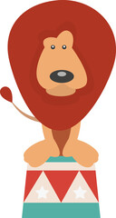 Cute Circus Lion Isolated Illustration on Transparent Background 