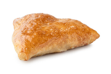 catalog bakery, puff cakes, puff patties on a white background, triangle buns, bakery products, pie