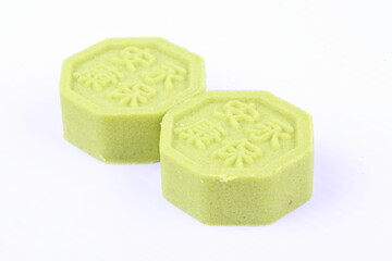 Chinese moon cake dessert on white background