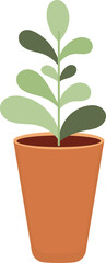 Cute Green Potted Plant. Isolated Illustration on Transparent Background 