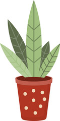Potted Plant. Isolated Illustration on Transparent Background 