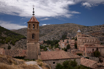 Fototapeta na wymiar Albarracín (Spain), September 9, 2022. This city belongs to the province of Teruel (Aragón), it has been a national monument since 1961. Its castle has its origins in an Arab citadel.