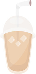 Ice Coffee with Straw Isolated Illustration on Transparent Background 
