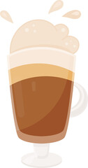 Coffee Cup Latte Macchiato Isolated Illustration on Transparent Background 