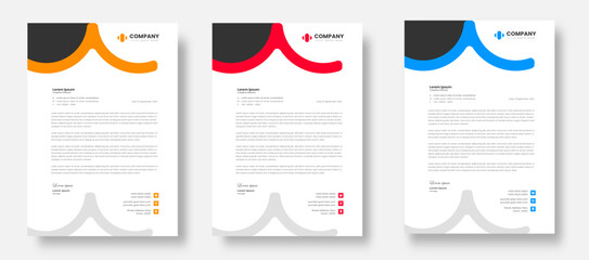 corporate modern letterhead design template set with yellow, blue and red color. creative modern letter head design templates for your project. letterhead design. letter head design.