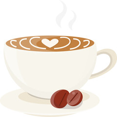 Coffee Cup Latte Isolated Illustration on Transparent Background 