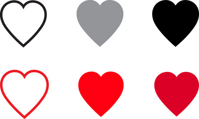 Black and red heart vector set. Love icons isolated on white background. Collection of flat heart symbol for love symbol, icon shape and Valentine's day. Vector illustration, graphic design