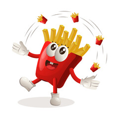 Cute french fries mascot freestyle with french fries