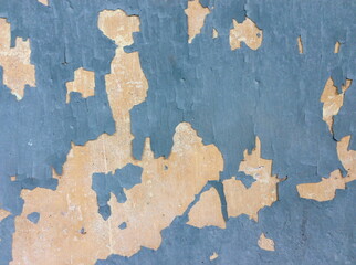 Closeup of peeling painted wall