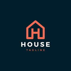 Letter H logo template. House shape logotype. Vector icon.
