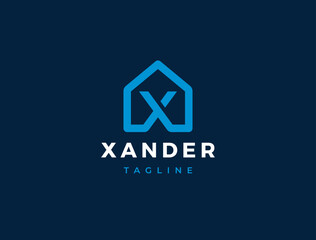 Fototapeta premium Letter X logo template. House shape logotype. Vector icon. 