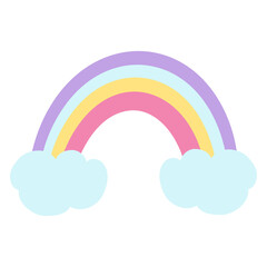 Groovy rainbow, pop girly sticker in 60s 70s retro style. Vector illustration of cartoon stickers, nostalgia 1980 1990