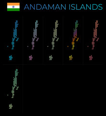 Andaman Islands dotted map set. Map of Andaman Islands in dotted style. Borders of the island filled with beautiful smooth gradient circles. Appealing vector illustration.