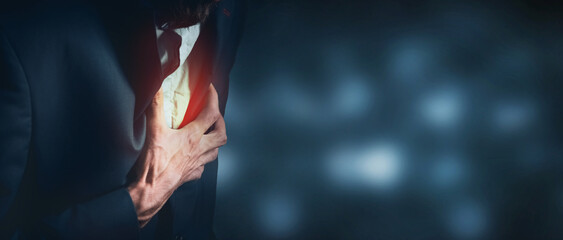 young man  has chest pain