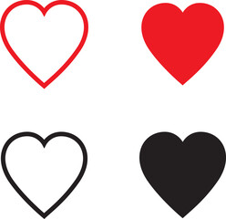 Black and red heart vector set. Love icons isolated on white background. Collection of flat heart symbol for love symbol, icon shape and Valentine's day. Vector illustration, graphic design