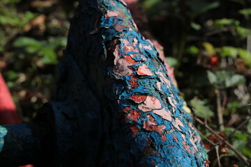 old playground close-up rusty metal bar