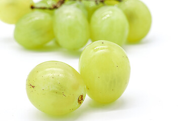 bunch of green grapes on white background