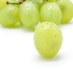 bunch of green grapes on white background