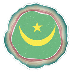 Mauritania flag in frame. Badge of the country. Layered circular sign around Mauritania flag. Stylish vector illustration.