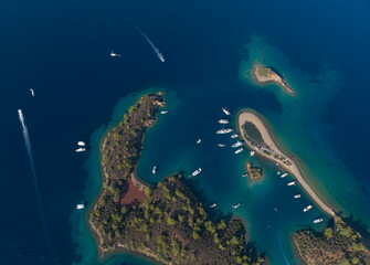 Naklejka na ściany i meble Cleopatra Hammam Bay Drone Photo, Gocek Islands Fethiye, Mugla Turkey