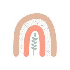 Pastel boho rainbow. Cute hand drawn modern stickers for nursery. Childish colorful clipart