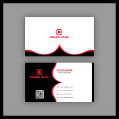 corporate black and white and red abstract business card template